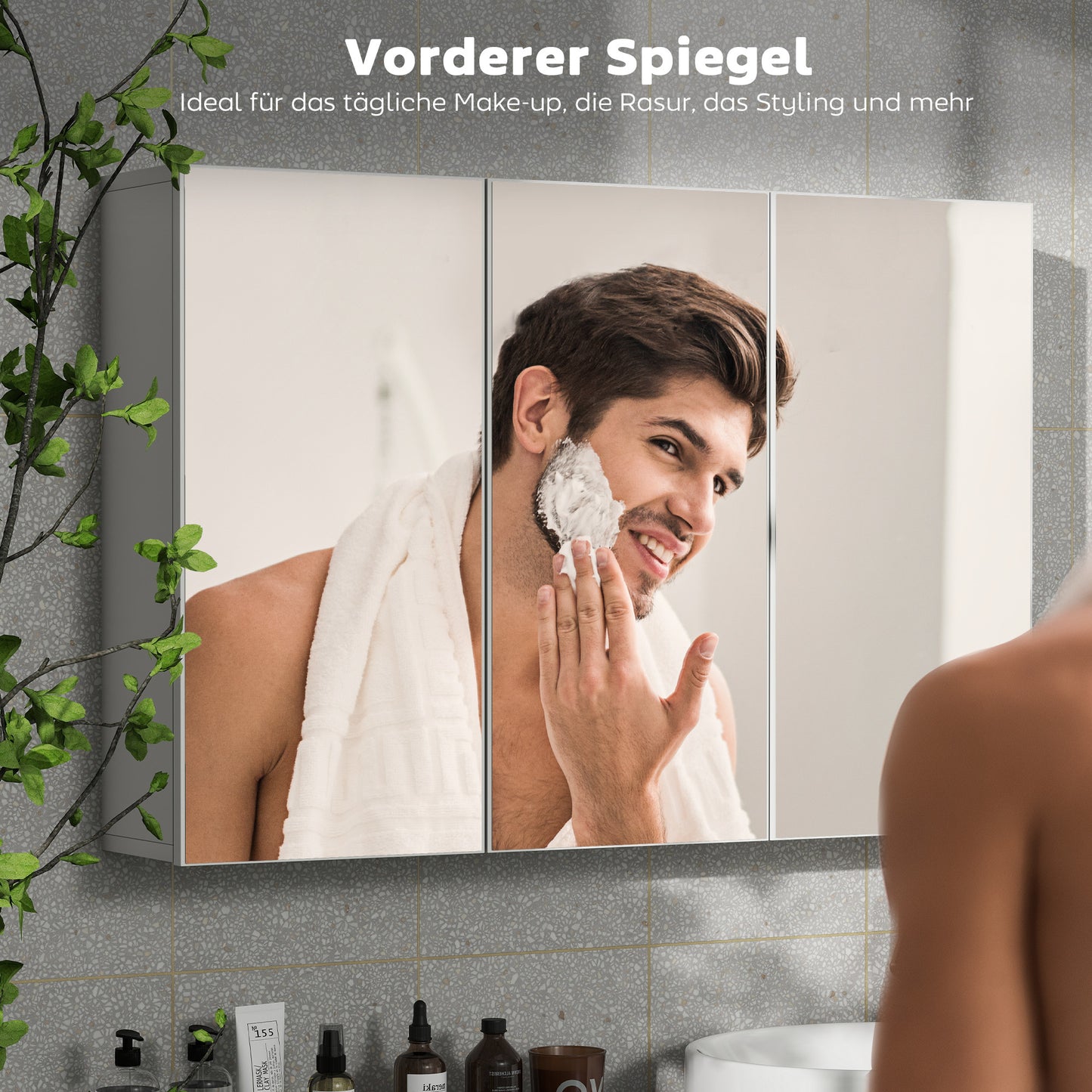 Badkamerkast – Spiegelkast – Medicijnkast – Wandkast – Opbergkast – 3 Spiegeldeuren – Wandmontage – 90x15,5x60 cm – Wit Spaanplaat