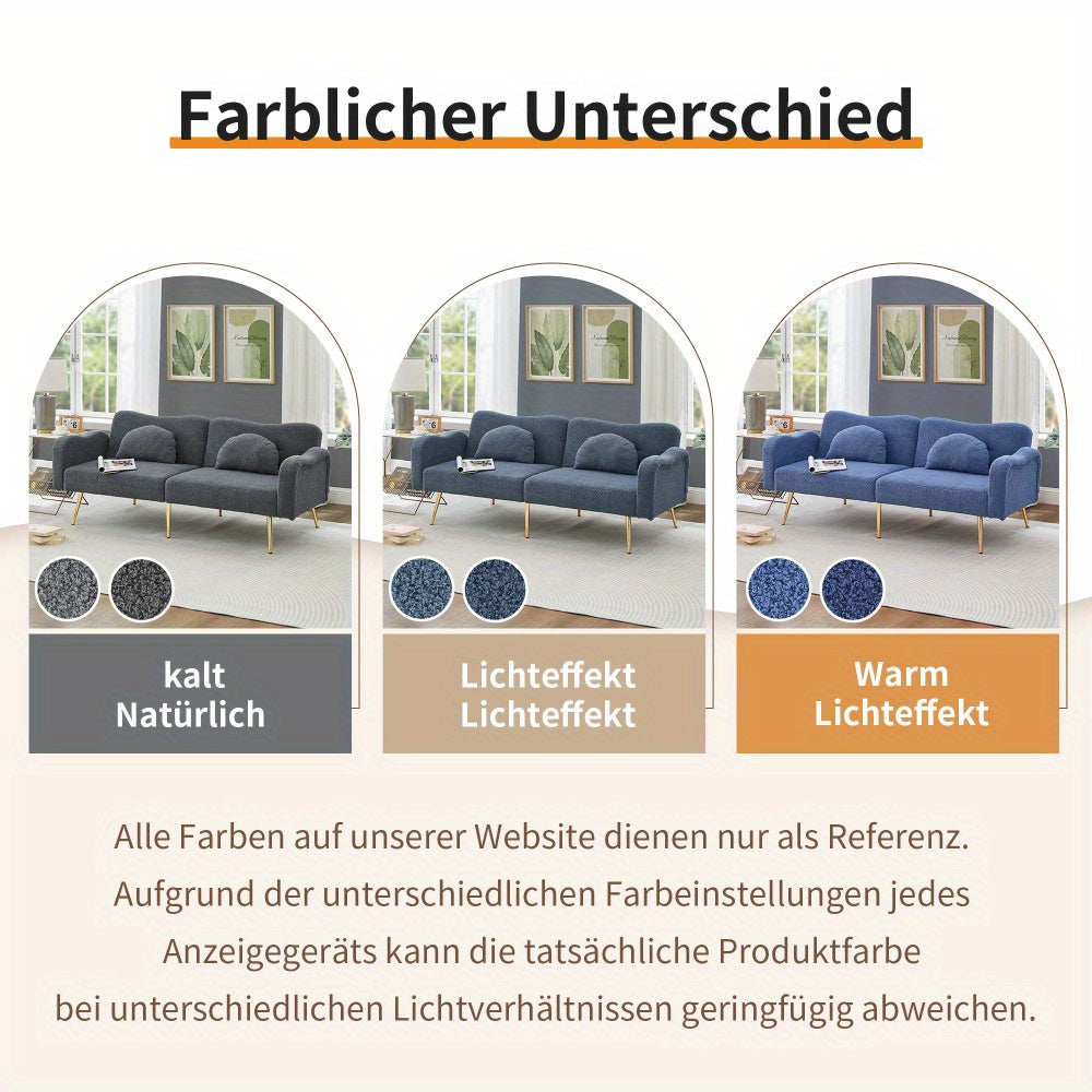 Slaapbank – Sofa Bed – Bedbank – Logeerbed – Zetelbed – 2-Persoons – Verstelbare Rugleuning – Met Gouden Metalen Poten