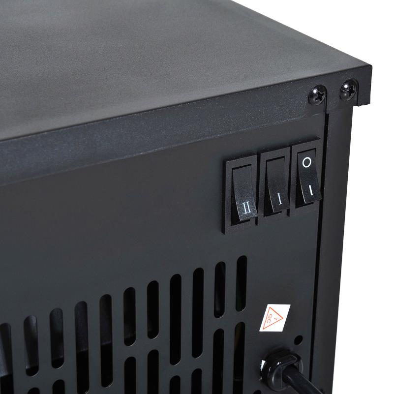 Elektrische Haard – Sfeerhaard – Open Haard – Kachel – Elektrische Kachel – Realistisch Vlameffect – 600W/1200W Verwarming – Compact Zwart Metaal Met Glazen Deur – Veilig En Energiezuinig – 34x17x31 cm