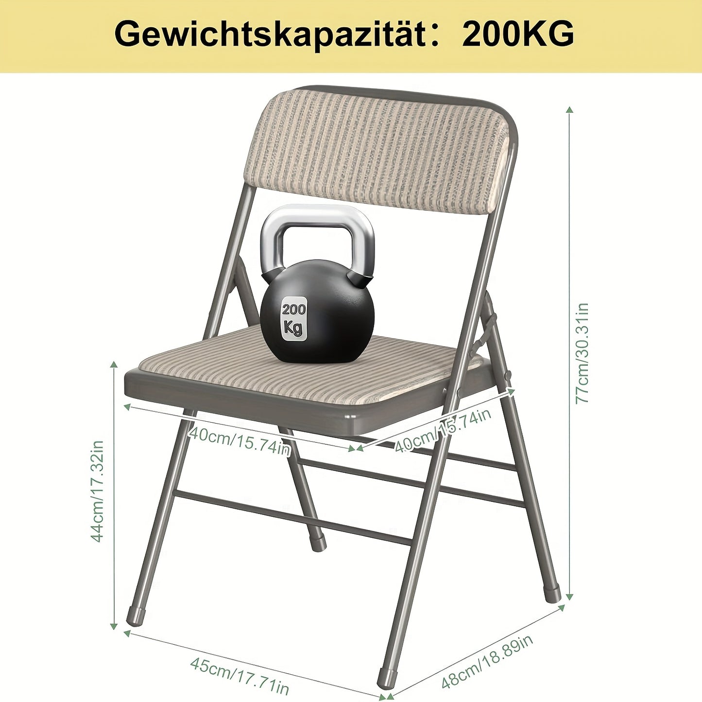Set van 2 Opvouwbare Conferentiestoelen – Eetkamerstoelen van Comfortabele Stof met Stalen Frame – Stevige Opvouwbare Stoelen voor Binnen en Buiten, Bruin, 45x48x78 cm