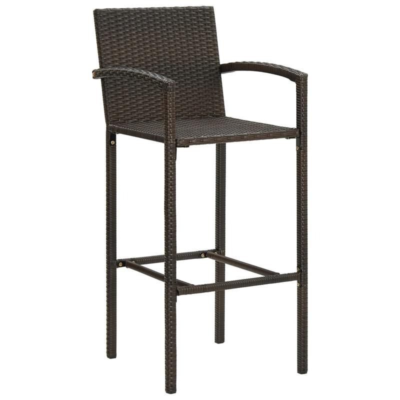 2-Pack Brown Woven Resin Bar Stools: Lightweight, Stable, Perfect for Outdoor Bars and Patios, Modern Woven Design with Terrace Height