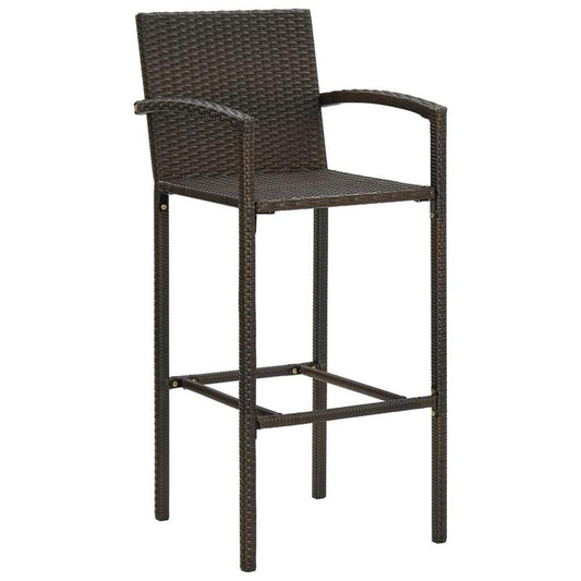 2-Pack Brown Woven Resin Bar Stools: Lightweight, Stable, Perfect for Outdoor Bars and Patios, Modern Woven Design with Terrace Height