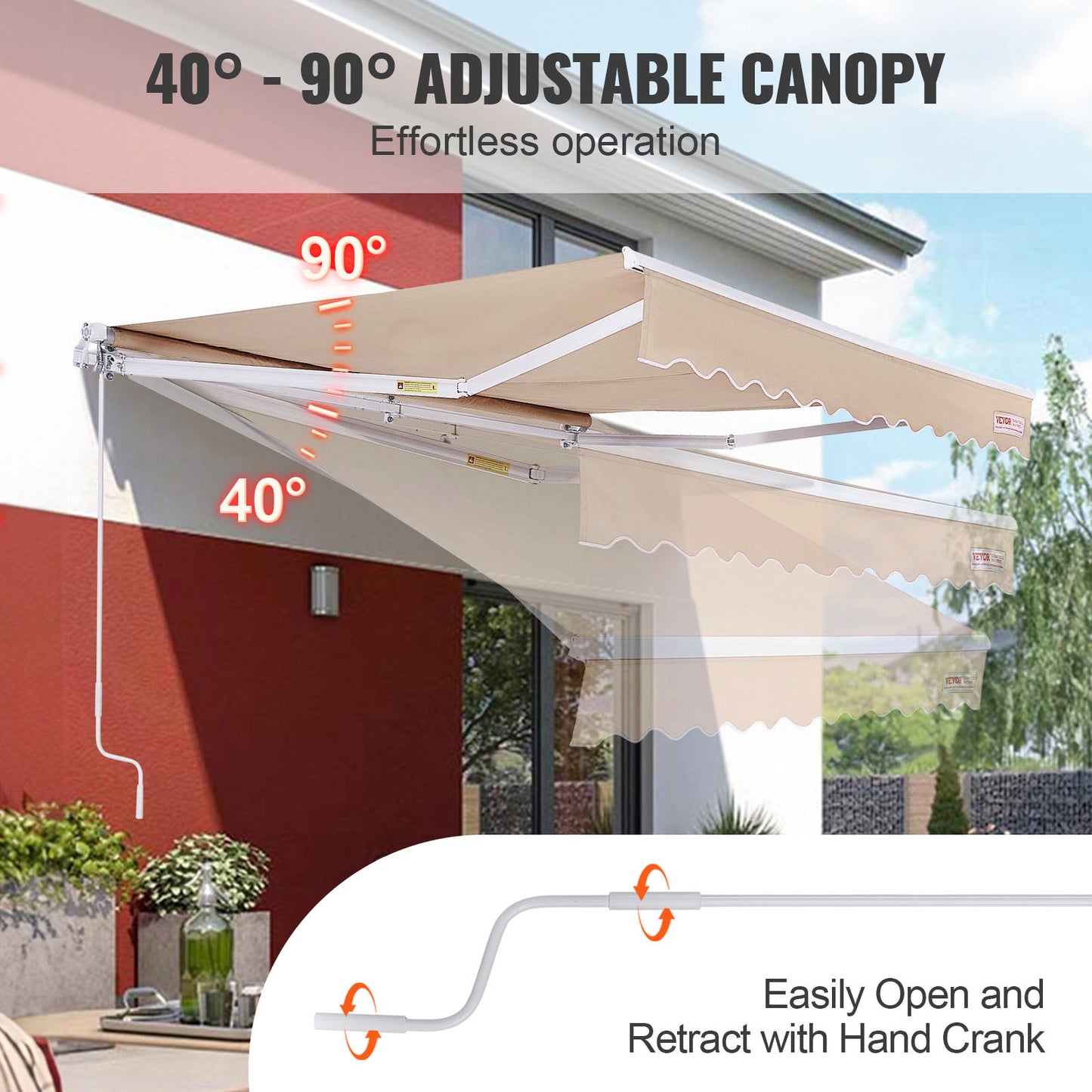 Uittrekbaar Zonnescherm – Terraszonwering – Patio Zonnescherm – Balkonscherm – Zonnescherm Uitschuifbaar – Waterafstotend Polyester – Verstelbare Hoek 10x8 ft