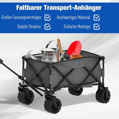 Transportkar – Vouwkar – Bolderkar – Trolley – Steekwagen – 360° Draaibare Wielen – Verstelbare Telescoopgreep – Draagvermogen 70 kg – Donkergrijs Metalen Frame