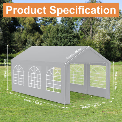 Party Tent Garden Pavilion Foldable Tent Camping Tent with Side Panels and Windows for Party, Market Stall, and Outdoor Camping (3x4m/3x6m)