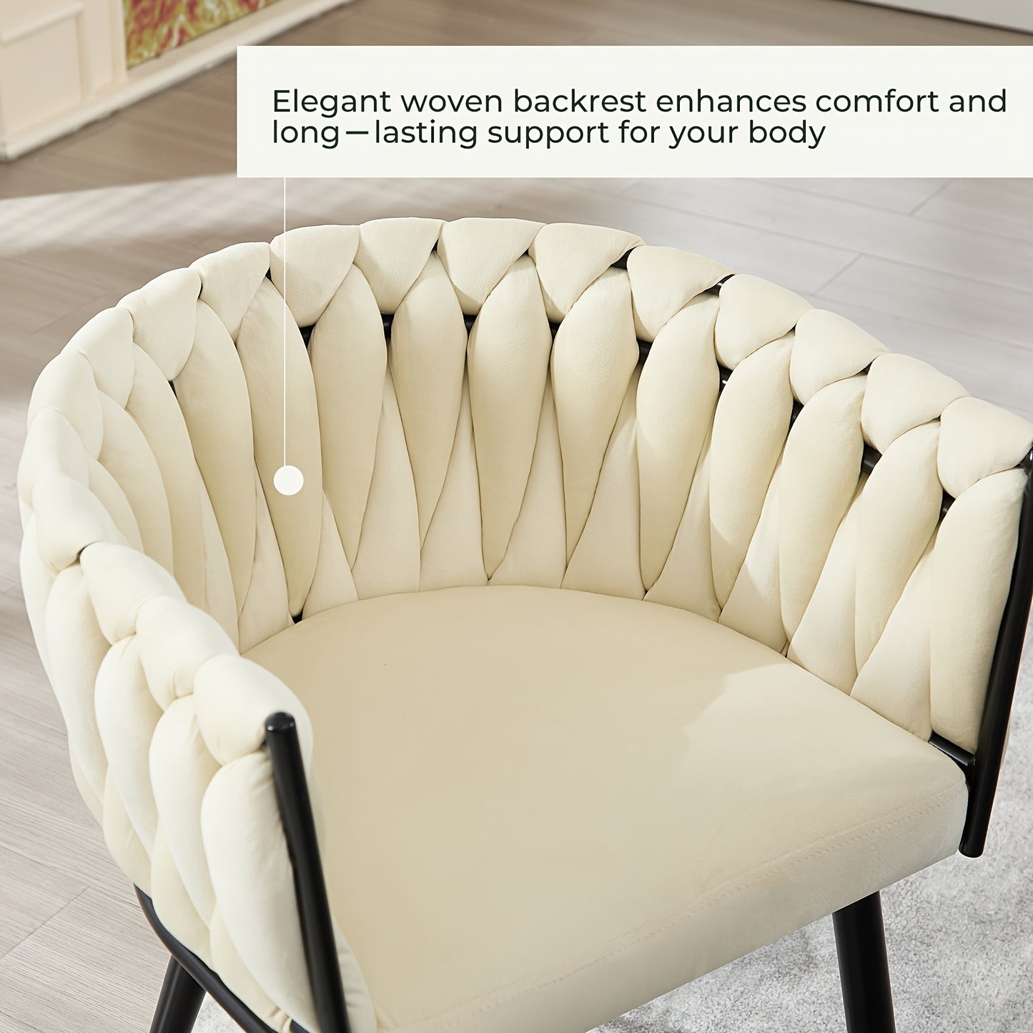 Eetkamerstoelen – Keukenstoelen – Stoelen – Kuipstoelen – Set van 2 – Beige Velvet – Met Metalen Kruispoten – Ergonomisch Met Armleuningen