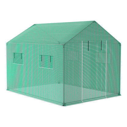 Galvanized Foil Tunnel Greenhouse with Door and Mesh Window, Green, Sizes 3x2x2m/4. 5x2x2m-Ideal for Plant Cultivation
