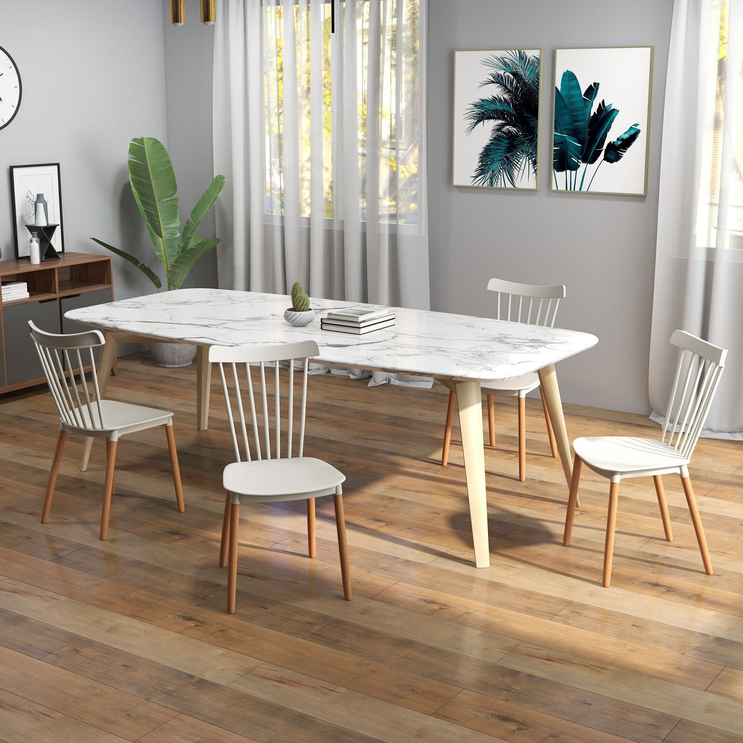 Eetkamerstoel – Stoel – Keukenstoel – Bureaustoel – Designstoel – Grijs – Scandinavisch Design – Beukenhouten Poten