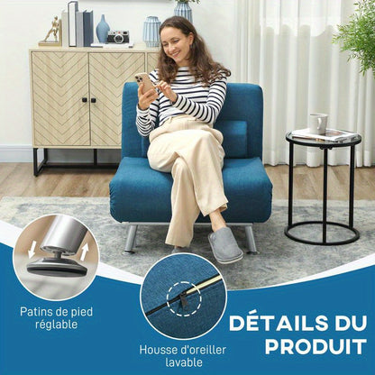 3-in-1 Verstelbare Fauteuil – Slaapstoel – Loungestoel – Slaapbank – Relaxstoel – Verwarmd Comfort – Ruimtebesparend Design – Turkooisblauw – Kant-en-Klaar Geassembleerd