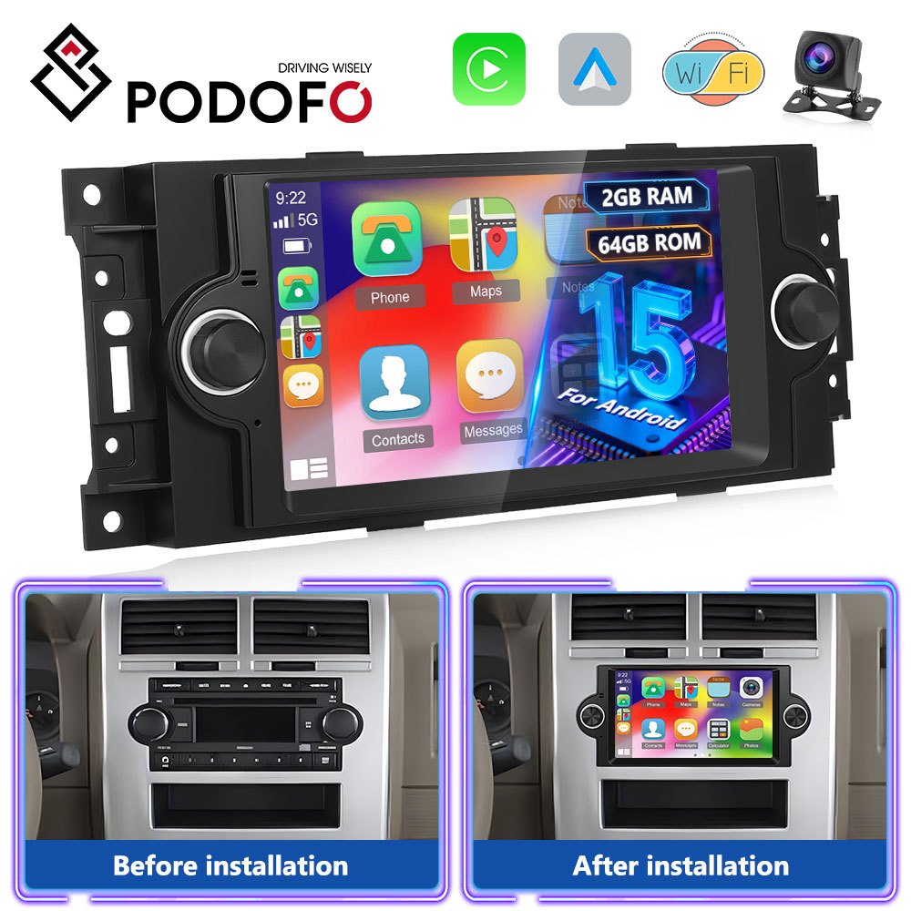 Autoradio – Auto Radio – Car Stereo – Multimedia Systeem – Dashboard Radio – 6,2 Inch Touchscreen – 2GB RAM 64GB ROM – Wi-Fi Draadloze CarPlay & Android Auto – Inclusief AHD Achteruitrijcamera