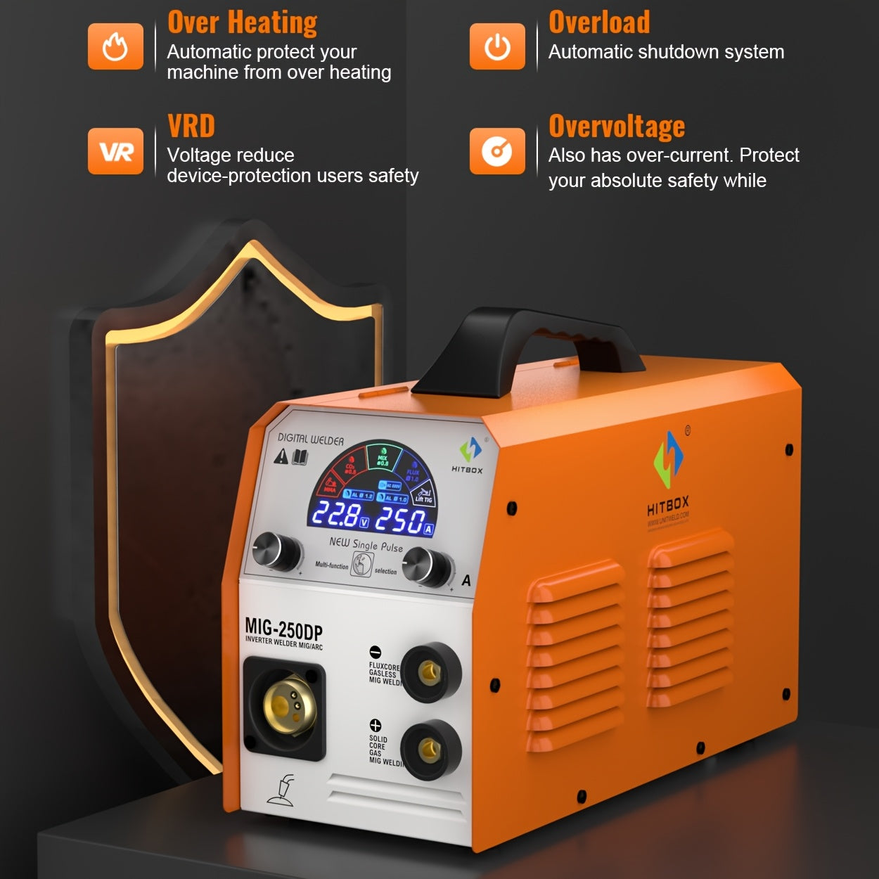 Lasapparaat – Lasmachine – Booglasapparaat – MIG/MAG Lasser – Elektrode Lasapparaat – 4-in-1 Multi-Process – IGBT Inverter Technologie – LED Display – Thermische Beveiliging – Gasloos Lassen – 220V