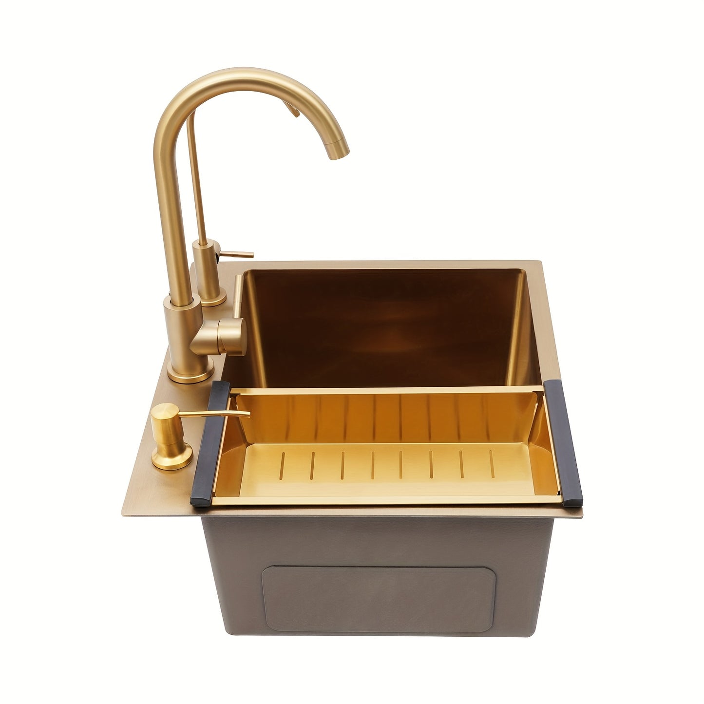 Gouden RVS Keukenspoelbak – Keukenspoelbak – Spoelbak – Keukenschaal – Keukenspoelbak RVS – Grote Capaciteit 50x45x20 cm – Geluidsreducerende Silencer Pad