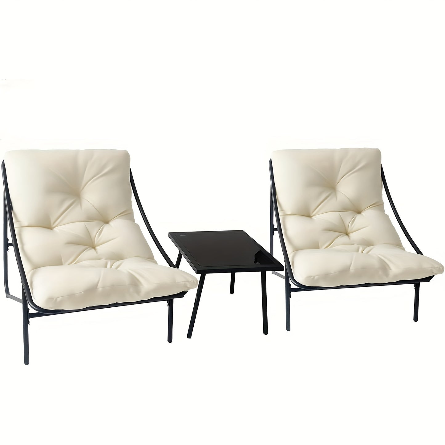 Balkonset – Tuinset – Bistroset – Balkonmeubels – Loungeset – 3-delig – Metaal met Katoenen Kussens – Compact en Weerbestendig – Grijs