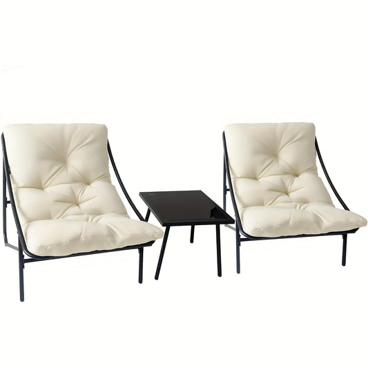 Balkonset – Tuinset – Bistroset – Balkonmeubels – Loungeset – 3-delig – Metaal met Katoenen Kussens – Compact en Weerbestendig – Grijs