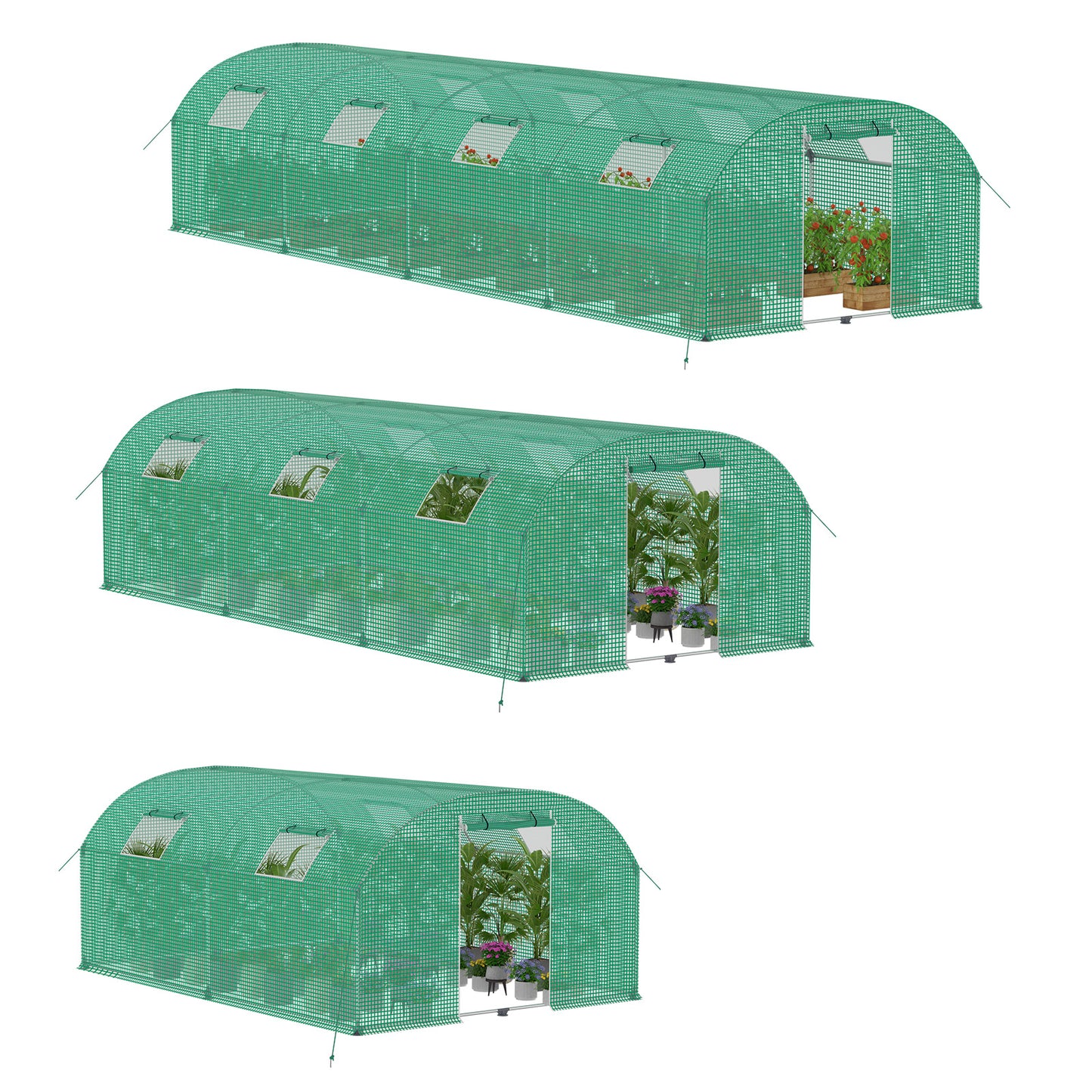 Kweekkas – Broeikas – Tuinkas – Plantenkas – Tunnelkas – 3x8x2m – Gegalvaniseerd Stalen Frame – 8 Ramen Met Horren