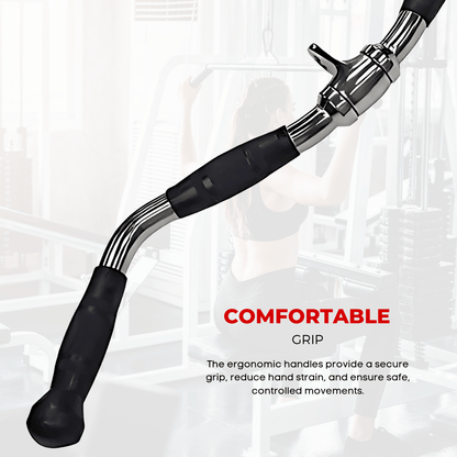 Barbell Machine Bar Set | 6 Essential Accessories for Pulley Stations & Home Gyms | Rowing Bar, Lat Pull Bars, EZ-Curl Bar | Perfect for Full-Body Strength Training