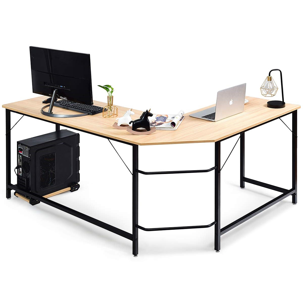Hoekbureau – L-vormig Bureau – Gamestoel Bureau – Computerbureau – Office Bureau – Ruim Werkoppervlak 168x125 cm – Hoogwaardig MDF Met Stabiel Metalen Frame