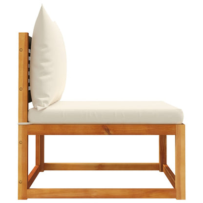 Tuinstoel – Buitenstoel – Balkonstoel – Terrasstoel – Zithoekstoel – Massief Acaciahout – Comfortabele Crème Kussens – Weerbestendig PE-Rotan – 65 x 65 cm – Lage Zithoogte 29 cm
