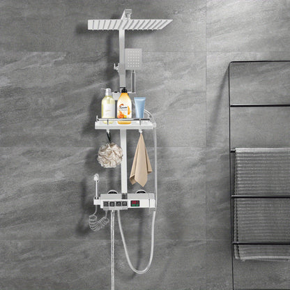 Douche Systeem – Regendouche – Doucheset – Handdouche – Douchekraan – 20x20 cm Regendouchekop – LED Temperatuurdisplay