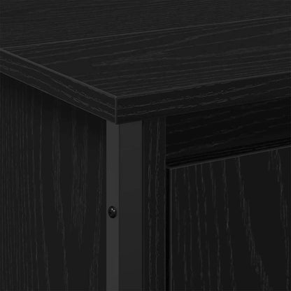 Badkamerkast – Badkamermeubel – Opbergkast – Waskast – Toiletkast – Zwarte Eiken – Compact 91x35x60 cm – MDF en Massief Hout – Wandhangend – Ruimtebesparend