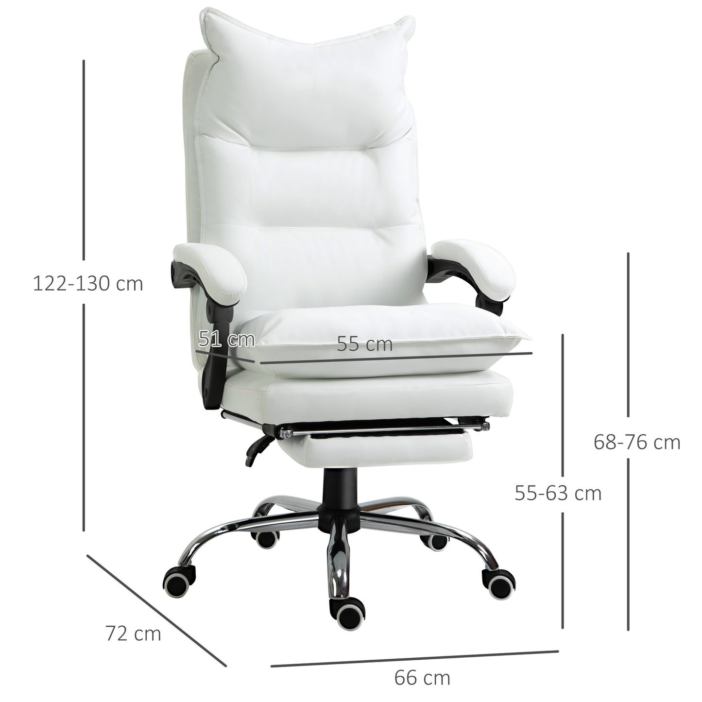 Bureaustoel – Office Chair – Draaistoel – Kantoorstoel – Gaming Stoel – Verstelbare Zithoogte – Ingebouwde Voetensteun – Kunstleer – Zwart