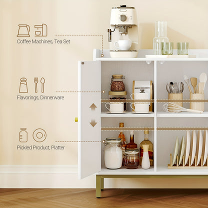 Sideboard – Opbergkast – Keukenkast – Woonkamerkast – Dressoir – 3 Deuren Met Verstelbare Planken – Compact Wit Design 30x100x80,5 cm