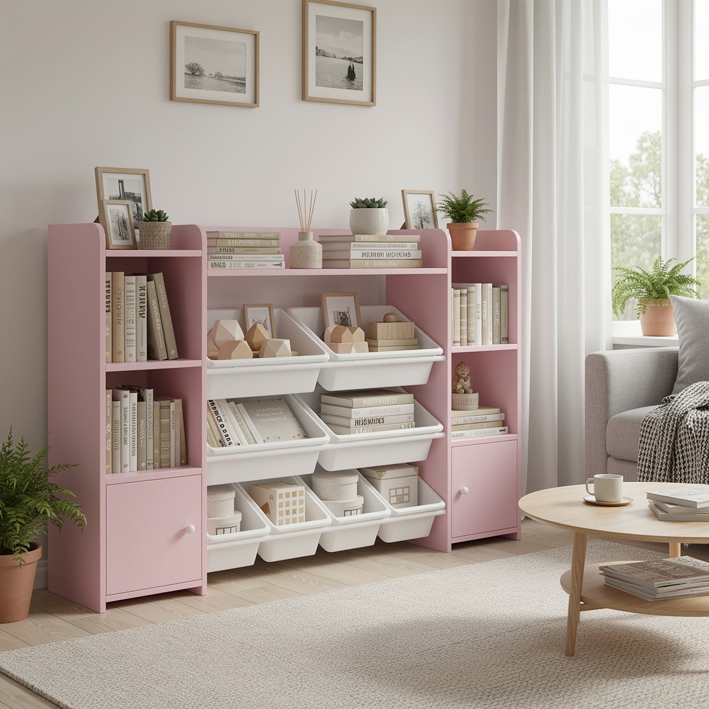 Witte Boekenkast – Boekenplank – Opbergkast – Schap – Boekenkast Met Lade – 8-Traps Opbergdozen – Stevig Massief Hout – Eenvoudige Montage
