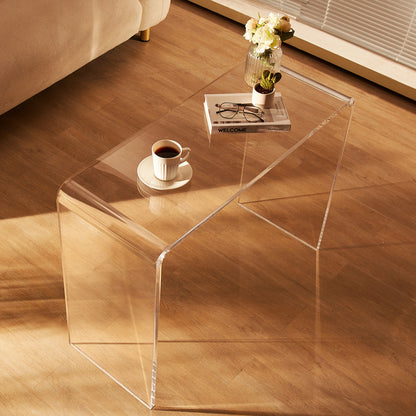 U-vormige Bijzettafel – Side Table – Salontafel – Accenttafel – Sofa Tafel – Transparant Acryl – 96,4 x 38,1 x 74 cm – Stevig & Slijtvast