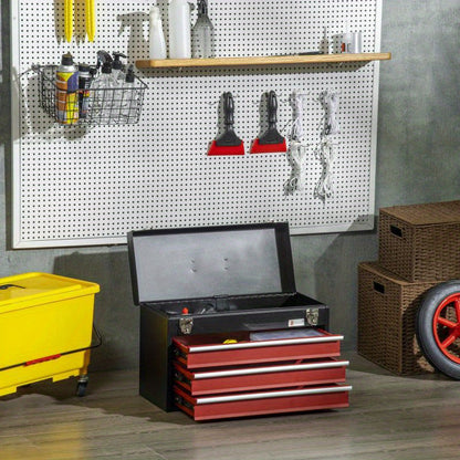 Stalen Gereedschapskist – Gereedschapskoffer – Toolbox – Werkplaatskist – Opbergkist – 3 Lades – Duurzaam Staal – Draagbare Draaggreep
