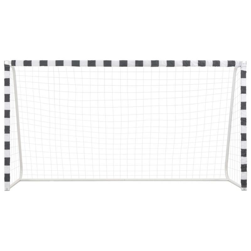 Voetbaldoel – Voetbalgoal – Doelnet – Soccergoal – Trainingsdoel – Metaal – 300 x 160 x 90 cm – Zwart-wit ontwerp