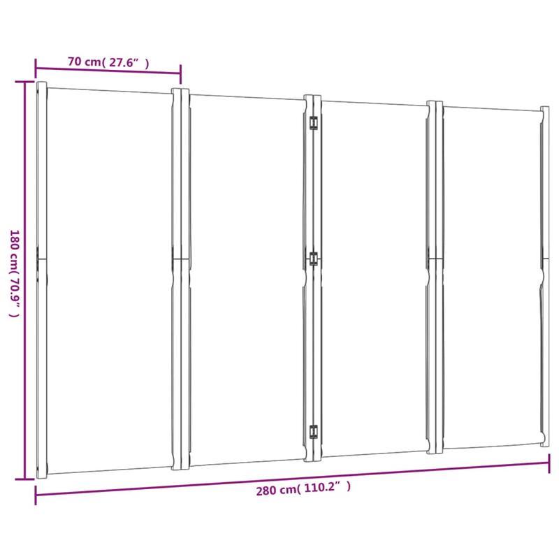 Roomdivider – Scheidingswand – Kamerscherm – Flexibele Wand – Paneelwand – Donkerblauw – 4 Panelen – 280 x 180 cm