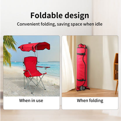Opvouwbare Strandstoel – Strandstoel Met Parasol – Tuinstoel – Campingstoel – Vouwstoel – Compact Design – Oxford Stof