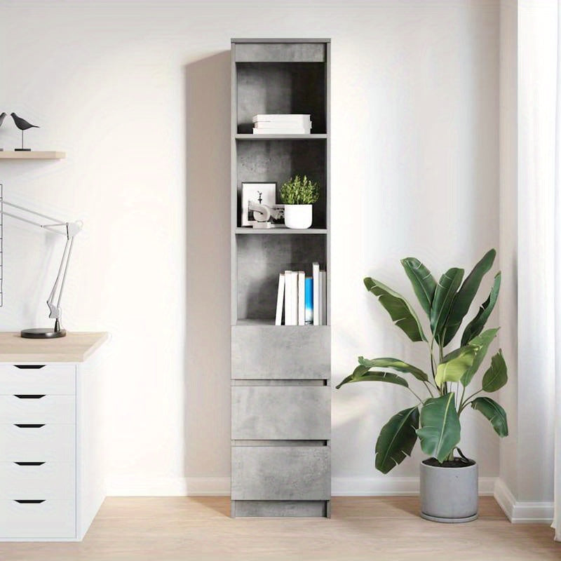 Modern 3-Tier Wooden Credenza with Removable Shelves - 37, 5x35x180cm, Durable Hardwood & Artificial Wood, No Assembly Required, Freestanding Storage Cabinet for Living Room, Bedroom, Office - Space-Saving Design, Bedroom Org