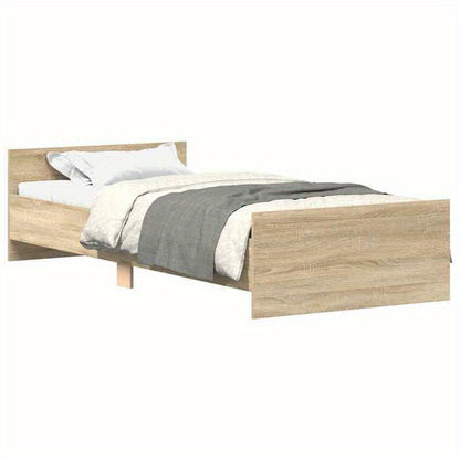 Bedframe – Eenpersoonsbed – Platformbed – Houten Bed – Tweepersoonsbed – Robuuste Houten Constructie – 100x200 cm – Eikenhout Finish