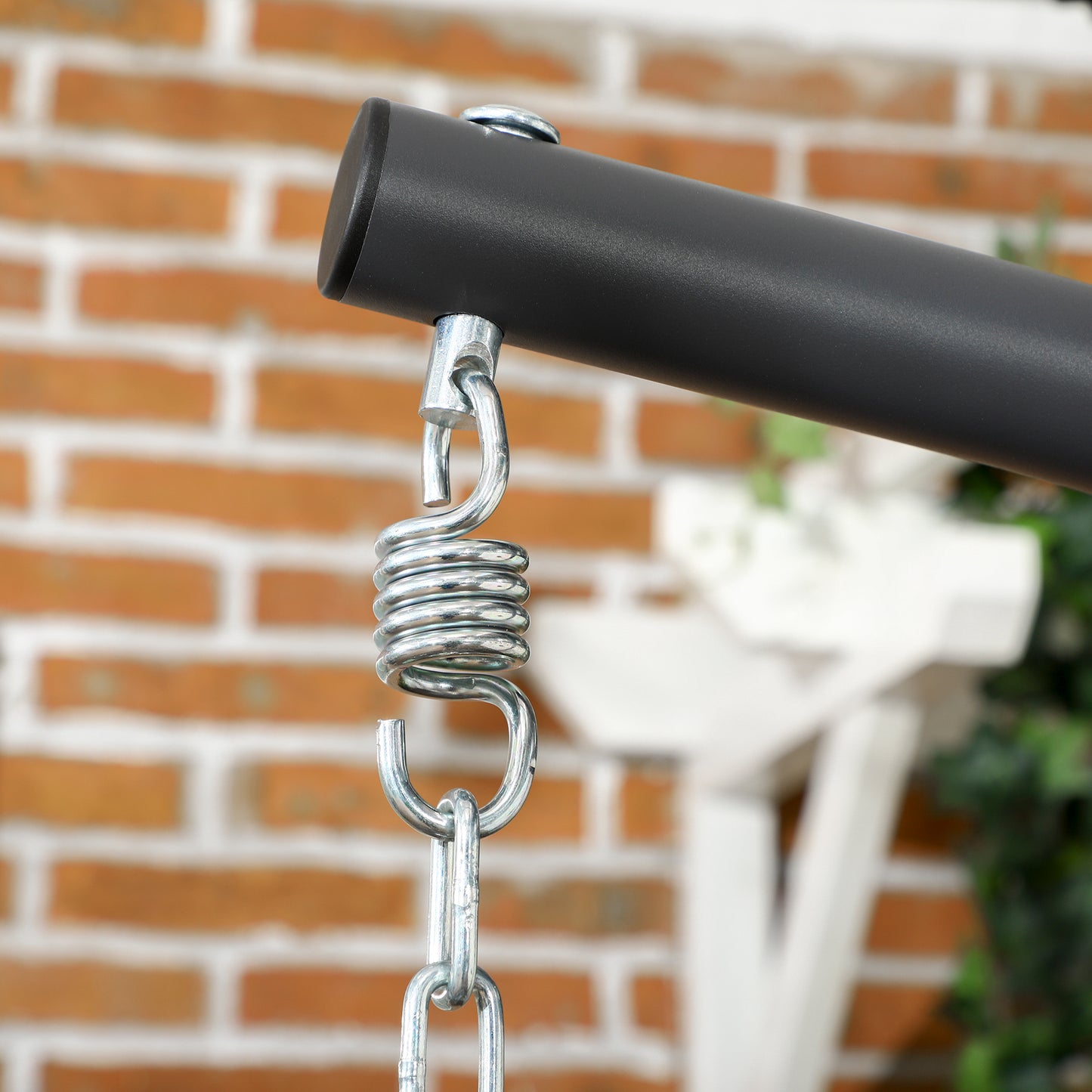 Hangende Tuinstoel – Hangstoel – Schommelstoel – Relaxstoel – Mandstoel – Grijs – Stevig Met Metaal Frame – Dik Kussen 10 Cm