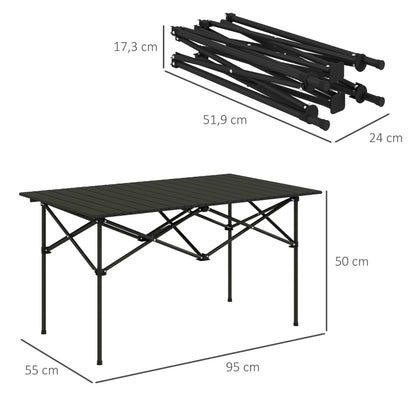 Tuinpicknicktafel – Picknicktafel – Campingtafel – Balkontafel – Inklapbare Tuintafel – Lichtgewicht Aluminium X-Frame – Rollend Kunststof Tafelblad 95x55 cm