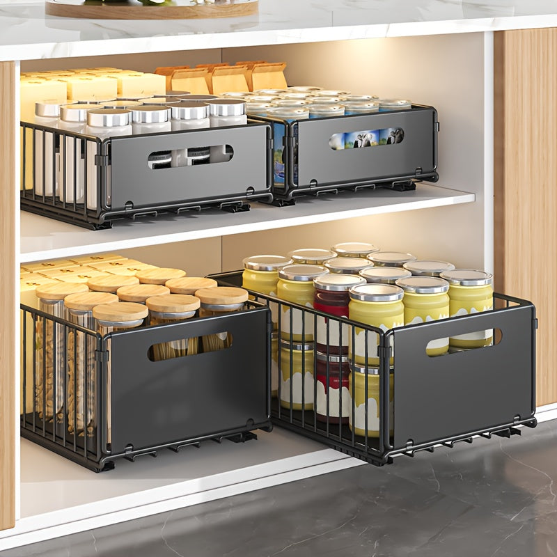 Keukenkast Organizer – Gootsteenkast Organizer – Kast Organizer – Kitchen Organizer – Lade Organizer – Metalen 2-delige Set – Ruimtebesparend Uitschuifbaar – 38x25x18 cm – Stevig Metaal – Modern Design