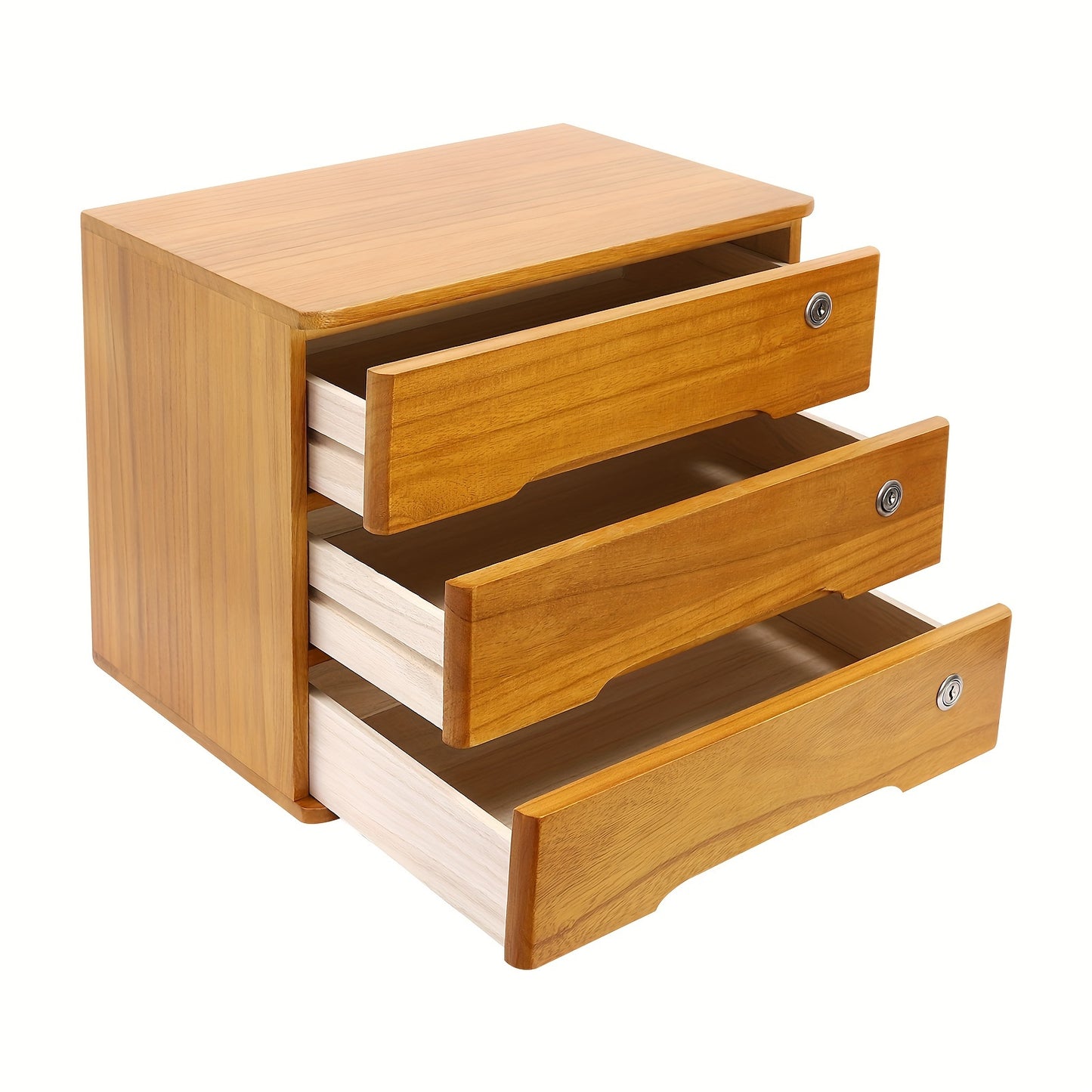 3-Laags Opbergkast – Ladekast – Bureaukast – Opbergmeubel – Ladenkast – Modern – Hoogwaardig Tung-Hout – Met Slot En Sleutels