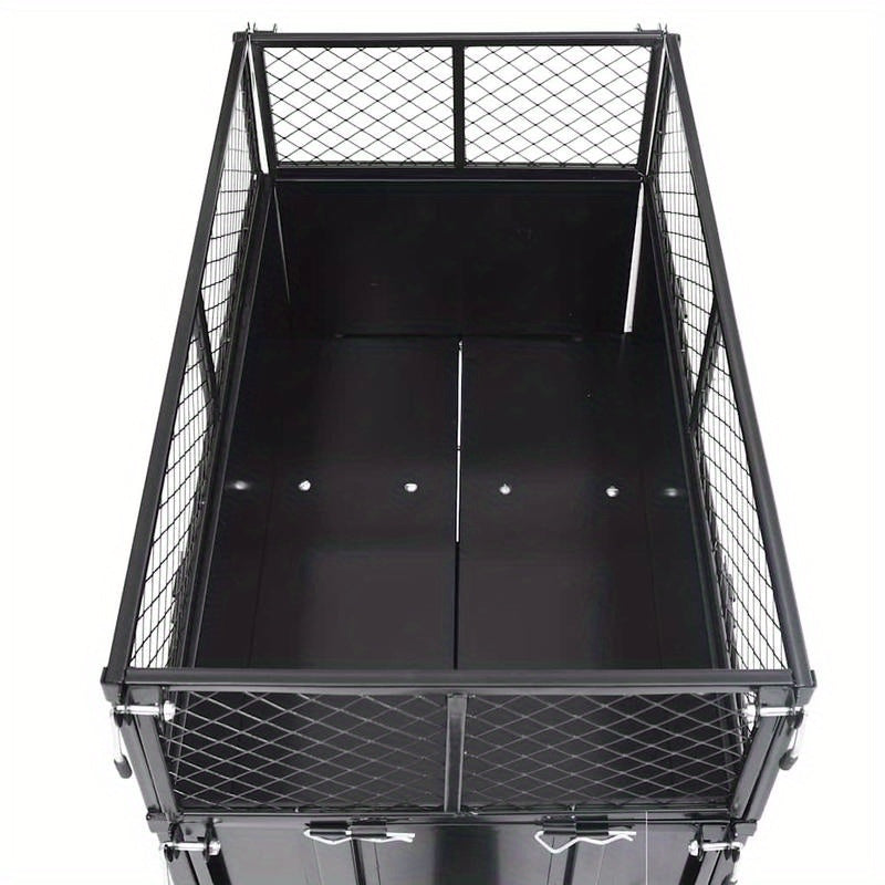 Tuinwagen – Tuinkar – Bolderkar – Transportkar – Tuintrolley – Stevig Stalen Frame – 150 kg Draagkracht – Opblaasbare All-Terrain Wielen – Grote Laadbak 130x52x87 cm – Zwart