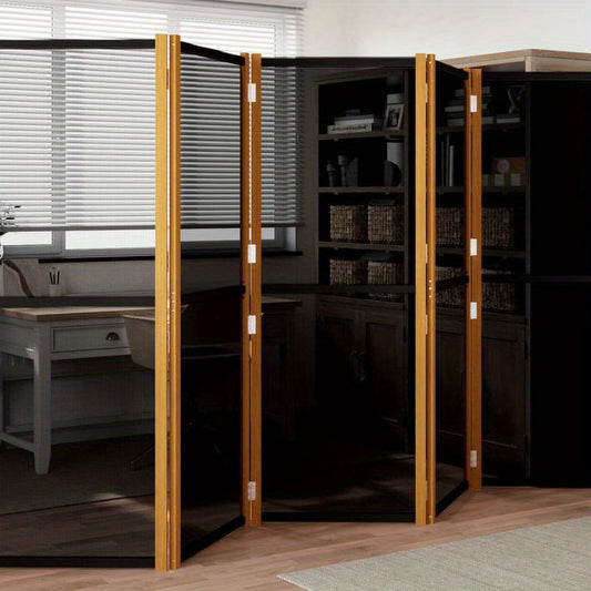Kamerscheider – Ruimteverdeler – Scheidingswand – Kamerverdeler – 6 Panelen Zwart – 420x180 cm – Hout – Flexibel & Duurzaam