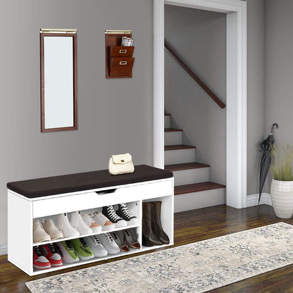Schoenbank – Schoenenrek – Schoenopberger – Schoenenset – Zitbank – Met Comfortabel Ademend Kussen – Houten Stevige Constructie