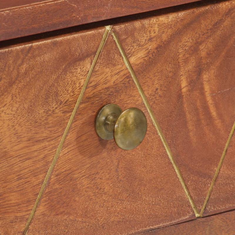 Acacia Houten Sidetable – Wandtafel – Console Tafel – Houten Tafel – Bijzettafel – Rustiek Design – 90x35x76 cm – Gouden Accenten