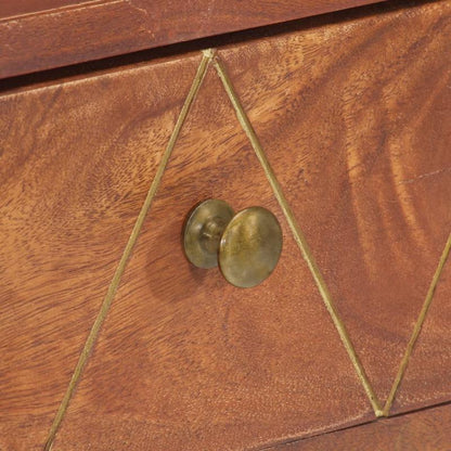 Acacia Houten Sidetable – Wandtafel – Console Tafel – Houten Tafel – Bijzettafel – Rustiek Design – 90x35x76 cm – Gouden Accenten
