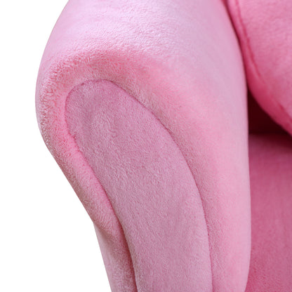 Kinderfauteuiltje – Kinderstoel – Kinderbankje – Zitzak Kind – Speelstoel – Roze Coral Fleece – Stevige Houten Poten – Comfortabele Foam Vulling