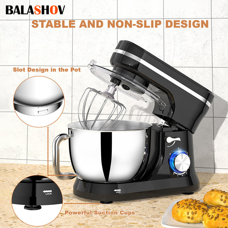 Elektrische Standmixer – Keukenmixer – Handmixer – Mixer Blender – Mixer Grinder – 4,2 Liter – 6 Snelheden Kippend Hoofd – Inclusief Deeghaak, Klopper & Menghaak – Zwart