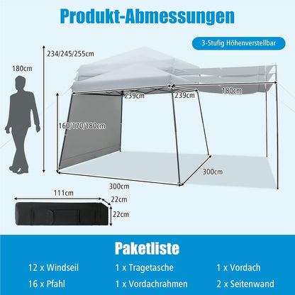 Partytent – Paviljoen – Tuintent – Feesttent – Pop-Up Tent – 3x6 Meter – Waterdicht – UV-Bescherming 50+
