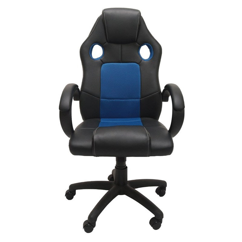 Draaistoel – Bureaustoel – Gamestoel – Kantoorstoel – Studiefauteuil – Ergonomisch Ontwerp – Blauw Zwart