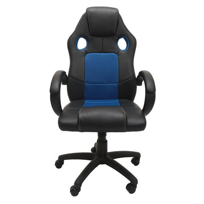 Draaistoel – Bureaustoel – Gamestoel – Kantoorstoel – Studiefauteuil – Ergonomisch Ontwerp – Blauw Zwart