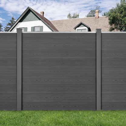 Tuinscherm – Tuinafscheiding – Schutting – Privacyscherm – Windscherm – Grijs – 183 x 705 cm – Weerbestendig WPC – Onderhoudsarm