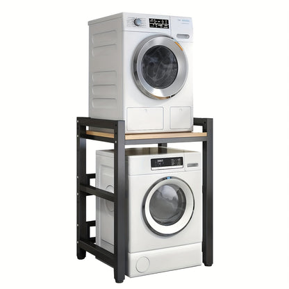 Verhoogde Plank Voor Op De Wasmachine – Wasmachineplank – Opbergrek – Wasmandhouder – Waskameropberger – Verstelbare Hoogte – Draagkracht 350 Kg – Walnootblad Matzwarte Poten